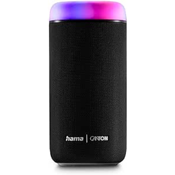 Hama Bluetooth skaļrunis, 30 W (ūdensizturīgs IPX4, LED gaismas efekti, 12 stundu akumulatora darbības laiks, mazs Bluetooth skaļrunis, mūzikas kastes Bluetooth, ballīšu kastes Bluetooth, Bluetooth skaļrunis) melns