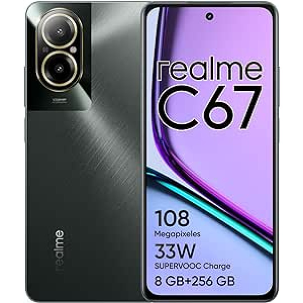 realme C67 8+256GB Android viedtālrunis 108MP 3x sensora tālummaiņas AI kamera, Snapdragon® 685 6nm Full HD 6,72