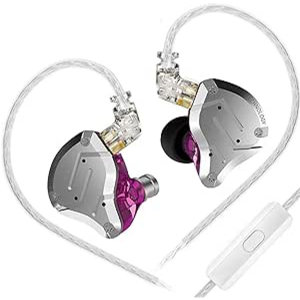 Yinyoo KZ ZS10 Pro ieliekamais ausu monitors, kabelgebunden, Kopfhörer, Geräuschunterdrückung, 4BA 1DD Hybrid-Treiber, Ohrhörer mit Mikrofonen (violets mikrofons)