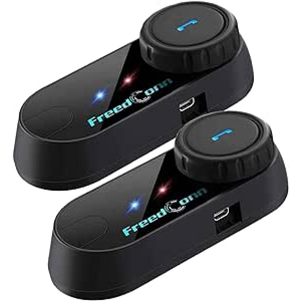 FreedConn T-Comvb motociklu ķiveres sakaru austiņas, Bluetooth domofona skaļrunis motocikliem / braukšanai / slēpošanai, 2–3 braucējs Full Duplex brīvroku BT 800M 500M / 0,3MI