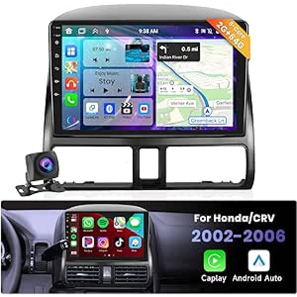 podofo 8 kodolu Android 9 collu automašīnas radio bezvadu Carplay, kas paredzēts Honda CRV 2002-2006 Android automašīnai ar skārienekrānu DSP Bluetooth FM/RDS radio Dual USB ar Navi/AHD atpakaļgaitas kameru