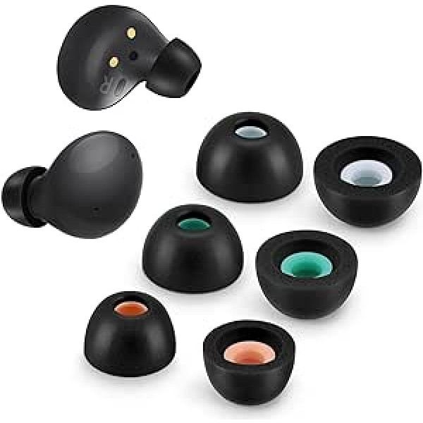 3 pāri atmiņas putu uzgaļi Samsung Galaxy Buds 2 / Plus, bez silikona austiņām, neslīdoši austiņas, kas iederas uzlādes futrālī, samazina troksni, 3 pāri (jaukti izmēri S/M/L, melns)