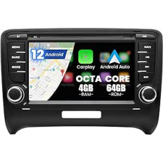 Kymmtun Android Car Radio 4GB + 64GB 7 collu Ultra HD ekrāns priekš Audi TT/MK2/8J 2006-2014 ar 4G tīklu WiFi GPS USB FM AM Bluetooth brīvroku bezvadu CarPlay stūres vadība