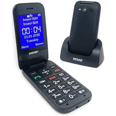 Denveris BAS-24200M Senior Big Button Senior Lengvas naudoti užrakintas mobilusis telefonas – paprastas atsakymas, dvigubas SIM, 2,4 colio spalvotas ekranas, Bluetooth, SOS, žibintuvėlis ir kamera