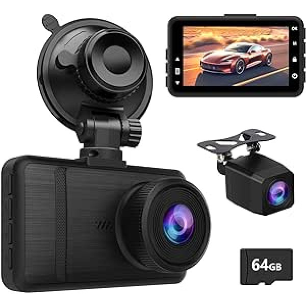 Dual Dash Cam automašīnai, 2K Dash Cam priekšā un aizmugurē