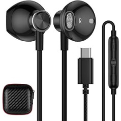 USB C austiņas C tipa austiņas, USB C austiņas daļēji ausīs ar kabeli un mikrofonu HiFi stereo austiņas iPhone 15 Pro Samsung Galaxy S24 A34 A54 S23 FE S22 S21 Ultra OnePlus 11 North 2 Pixel