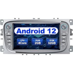 AWESAFE Android automašīnas radio priekš Ford Focus Mondeo S-Max C-Max Galaxy, Android 12 radio ar satelīta navigācijas sistēmu Carplay Android automašīna atbalsta stūres darbību Bluetooth Mirrorlink FM AM RDS — sudraba krāsa