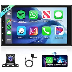2G + 64G Android Car Radio 2 DIN ar bezvadu Apple Carplay Android automašīnas GPS navigāciju WiFi 7 collu skārienekrāna automašīnas radio ar Bluetooth FM/RDS/USB/DAB+/Hi-Fi/OBD/DVR stūres vadību +