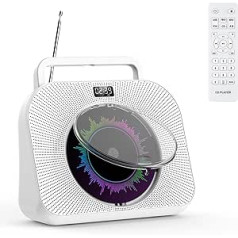 KOVCDVI 9-in-1 CD atskaņotājs Bluetooth radio ar CD atskaņotāju ar skaļruņu atbalstu USB/TF kartes/AUX atskaņošanas modinātāja taimeris ar tālvadības pulti putekļu vāka ekrāna austiņu ligzdu