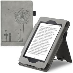 kwmobile Flip Case saderīgs ar Amazon Kindle Paperwhite - Rokas siksna - Vāks Dandelion Love Grey (modeļiem līdz 2017. gadam)