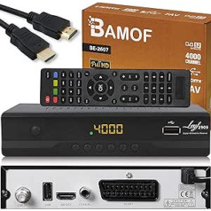 Bamof BE-2607 digitālais satelīta uztvērējs (HDTV, DVB-S/S2, HDMI, SCART, 2x USB 2.0, Full HD 1080p) [Iepriekš ieprogrammēts Astra Hotbird Türksat] [Enerģijas klase A+++]