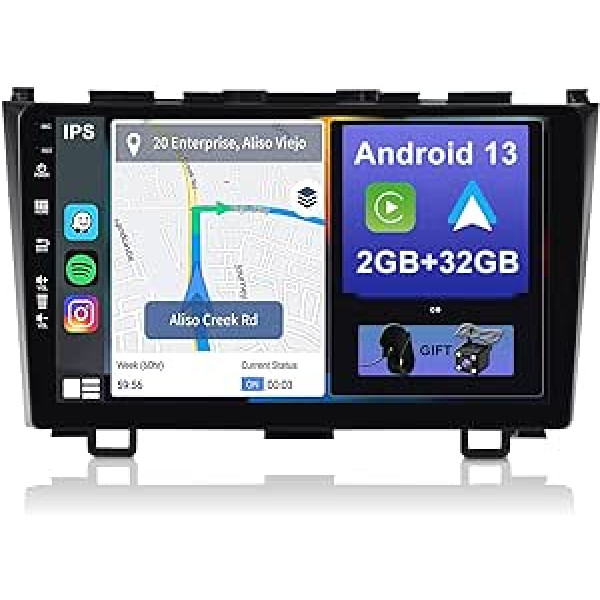 YUNTX Android 12 automašīnas radio, kas paredzēts Honda CRV (2007-2011) - [Integrēts CarPlay/Android Car/GPS]-9 collu IPS 2.5D skārienekrāns, bezmaksas kamera DAB/Stūres vadība/MirrorLink/Bluetooth 5.0/WiFi/USB/4G