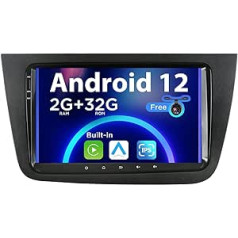 SXAUTO Android 12 IPS automašīnas radio priekš Seat Altea (2004-2015) / Toledo (2004-2009) - Iebūvēts CarPlay / Android Car - Bezmaksas atpakaļgaitas kamera - 2G + 32G - Stūres vadība DAB Fast Boot - 2 DIN 9