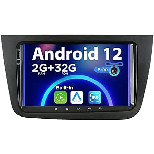 SXAUTO Android 12 IPS automašīnas radio priekš Seat Altea (2004-2015) / Toledo (2004-2009) - Iebūvēts CarPlay / Android Car - Bezmaksas atpakaļgaitas kamera - 2G + 32G - Stūres vadība DAB Fast Boot - 2 DIN 9