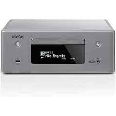 Denon CEOL N-10 compact system, HiFi amplifier, CD player, Internet radio, music streaming, HEOS multiroom, Bluetooth and WLAN, AirPlay 2, Alexa compatible, 2 optical TV inputs no speakers grey