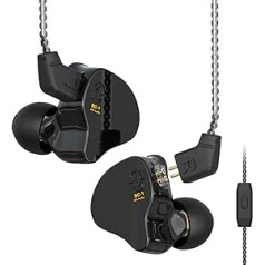 Yinyoo CCZ Melody In-Ear Hi-Fi austiņas 1DD 1BA hibrīda trokšņus izolējošas ausīs ievietojamas vadu austiņas, vieglas, dziļas bass, patentēts ausu aizbāžņu dizains ar 2 kontaktu kabeļa austiņām (ar mikrofonu, melns)