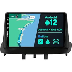 BXLIYER Android 12 automašīnas radio, kas piemērots Renault Megane 3 (2008-2014) - bezvadu Carplay + Android automašīna - bez atpakaļgaitas kameras - [2G + 32G] - IPS 9 collas 2 DIN - DAB stūres vadība 4G WiFi