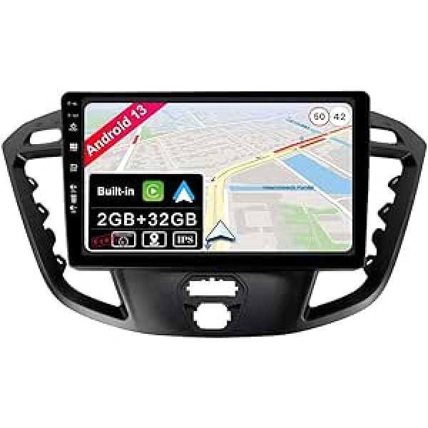 BXLIYER Android 13 IPS automašīnas radio, kas piemērots Ford Tourneo Transit Custom (2013-2021) - Iebūvēta CarPlay Android automašīna - Bezmaksas atpakaļgaitas kamera - 2G + 32G - 9 collu 2 DIN -DAB Stūres vadība Ātra