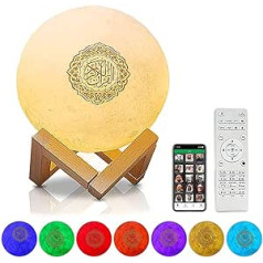 WMLBK 3D Moonlight Korāna skaļrunis, Bluetooth Korāna skaļruņa lietotnes tālvadības pults Maza Moonlight Smart Touch LED lampa ar Bluetooth Eid Mubarak Hajj dāvanas