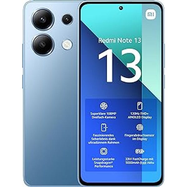 Xiaomi Redmi Note 13 8GB + 256GB mobilais tālrunis bez līguma, zils (vācu versija + 2 gadu garantija)