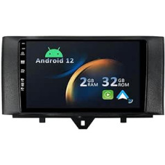 YUNTX Android 12 automašīnas radio tālrunim Mercedes Benz Smart Fortwo 2 (2011-2015) [Integrēts CarPlay/Android Car/GPS]-9 collu IPS 2.5D skārienekrāns, bezmaksas kamera DAB/Stūres vadība/MirrorLink/Bluetooth 5.0