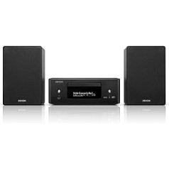 Denon CEOL N-12DAB kompaktā sistēma, HiFi pastiprinātājs ar skaļruņiem, CD atskaņotājs, mūzikas straumēšana, HEOS Multiroom, Bluetooth, WLAN, AirPlay 2, saderīgs ar Alexa, 2 optiskās TV ieejas, DAB+ radio