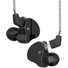 CCZ Melody Headphones Yinyoo Hybrid 1ba 1DD HiFi ausu monitoros, Deep Bass Vieglas ausīs ievietojamas austiņas IEM ar 4N kabeli mūziķim/bundziniekam/basģitāristam/ģitāristam (melns, bez mikrofona)