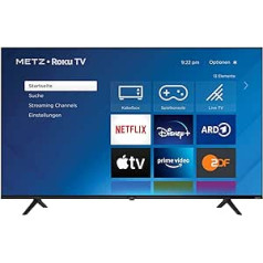 METZ Blue Roku televizors, 4K UHD Smart TV, 55 collas, 139 cm, televizors ar trīskāršu uztvērēju, ar WiFi, LAN, HDMI, USB, HDTV, 2 mēneši RTL+ BEZMAKSAS