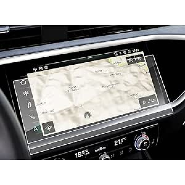 SXCY savietojams ar Audi Q3 2019-2023 navigācijas ekrāna aizsargu, 8,8 collu MMI Touch Display rūdīta stikla ekrāna aizsargu, 9H cietību, skrāpējumiem, pret pirkstu nospiedumiem Audi Q3 piederumiem