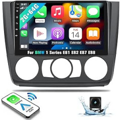 2G + 64G CAMECHO Android 12 automašīnas radio ar satelīta navigācijas ierīci BMW 1. sērijas E87 E81 E82 E88, dubultā DIN radio ar 9 collu ekrānu, Carplay Android Car HiFi Bluetooth RDS + atpakaļgaitas kamera [manuāla maiņstrāva]