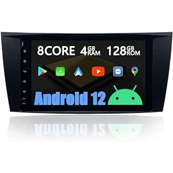 AUXOAUDIOTEK Android 12 Car Radio Sat NAV Car Stereo DAB CarPlay priekš Mercedes Benz E-Class W211 W219 CLS G-Class, Android Car Radio 8 collu skārienekrāns, Octa Core 4G+128G, DSP/BT/WiFi/Fastboot/SWC