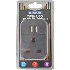 AA s2usbptabl1pk3 Twin USB Plug Durch Adapter – Schwarz (1 Stück)