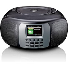 Lenco SCD-860 - Portable CD Radio - DAB+ and FM Radio - Bluetooth - Toploader CD Player - 2.4 TFT Display - Two Alarm Times - 2 x 2 Watt RMS - 5 Memory Buttons - Black