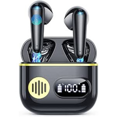 Bezvadu Bluetooth austiņas, 5.3 In-Ear HiFi stereo ar ENC mikrofonu, 40 stundu bezvadu austiņas ar LED displeju, IP7 ūdensnecaurlaidīgas austiņas darbam, sportam, smagas