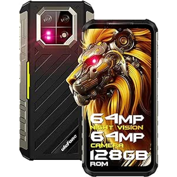 Ulefone Armor 22 Outdoor viedtālrunis 16G + 128GB ROM Android 13 āra mobilais tālrunis bez līguma 6600 mAh displejs 6,58 collu kamera 64MP + 64MP nakts redzamības kamera Dual SIM IP68 viedtālrunis 2024