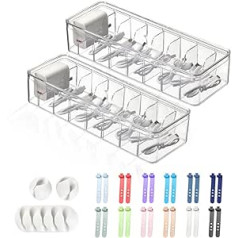 NICEWAT Kabel-Organizer-Box, 2 Kabel-Management-Box un 24 Kabelbindern un 3 Kabelclips, Kabelordnungsbox für Home Office