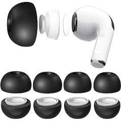 Seltureone 4 pāri atmiņas putu ausu aizbāžņi ierīcēm AirPods Pro un AirPods Pro 2 (atbalsta adaptīvo caurspīdīguma režīmu), labāka trokšņu slāpēšana, neslīdoši, ērti ausu aizbāžņi (XS/S/M/L, melni)