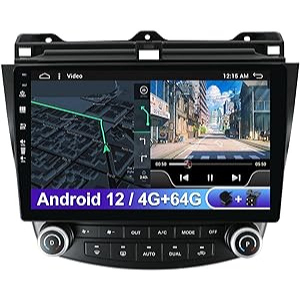 Android 12 automašīnas radio, kas piemērots Honda Accord 2003.-2008. gadam — [4G+64G] — Iebūvēts DSP/Carplay/GPS — Atpakaļgaitas kamera bez maksas — 10 collas – ar stūres vadību 4G WiFi BT5.0 DAB