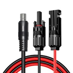 Saules spraudnis līdz līdzstrāvai 8 mm, adapteris DC8020 savienojumam saules enerģijas kabelis, ūdensizturīgs, 16 AWG DC, DC 8 mm adaptera kabeļa pārveidotāja savienotājs spēkstacijas saules ģeneratoriem (1,8 m) (DC8020)