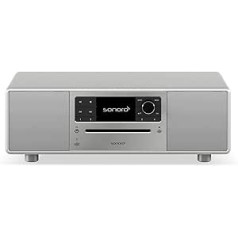 sonoro Prestige Compact System ar CD atskaņotāju, Bluetooth un interneta radio (FM, Wi-Fi, DAB Plus, Spotify, Amazon, Deezer) Silver