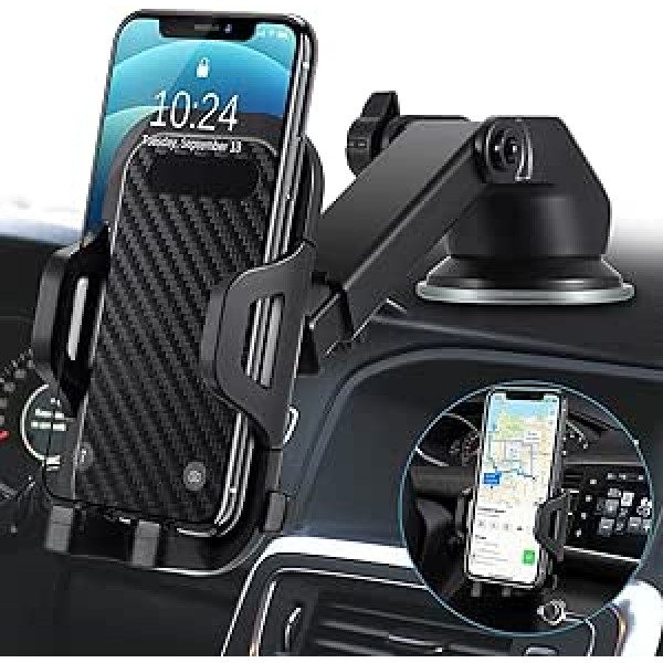 Xawy Mobile Phone Holder Car 3 in 1 Ventilation & Suction Cup, Mobile Phone Holder for Car, Silicone Protection, Universal Car Mobile Phone Holder, 360° Rotation, Flexible for All Mobile Phones W4