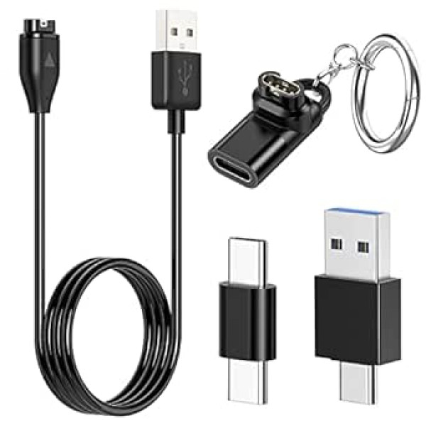 Uzlādes kabelis un adapteris Garmin pulkstenim ar USB C uz USB C/A adapteri, USB C uzlādes kabelis Garmin Fenix /7S/7X/6/6S/6X Pro/5/5S/5X, Instinct 2/2S, Forerunner 235/ 935/45/55, Vivoactive 4/4S/3,