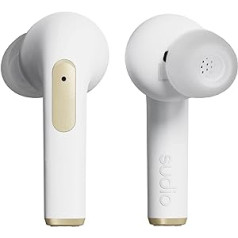 Sudio N2 Pro True bezvadu Bluetooth in-ear austiņas ar ANC — vairāku punktu savienojums, IPX4 ūdensnecaurlaidīgs, USB-C un bezvadu uzlāde, mikrofons, 30 stundu atskaņošanas laiks ar uzlādes korpusu (balts)