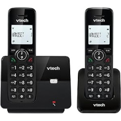 VTech CS2001 Casa Duo bezvadu tālrunis ar brīvroku un zvanu bloķēšanu, DECT fiksētais tālrunis, zvanītāja ID, displejs ar aizmugurgaismojumu, lielas pogas, 30 vārdi un numuri