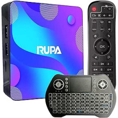 RUPA Android TV Box 11.0, 2023 gada 4K TV kaste 4 GB RAM 64 GB ROM RK3318 četrkodolu Cortex-A53 CPU atbalsts Cast Screen 2.4G/5G WiFi BT 4.0 USB 3.0 LAN 3D 4K HD viedtelevizora kaste