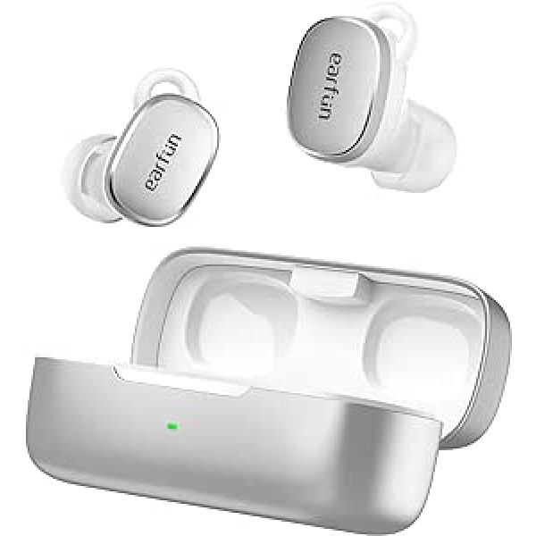 EarFun Free Pro 3 ieliekamas Bluetooth austiņas ar trokšņu slāpēšanu, augstas izšķirtspējas audio, Snapdragon skaņu, aptX adaptīvu, 6 mikrofonu HD zvaniem, daudzpunktu, 33h akumulatoru, bezvadu uzlādi, individuālu ekvalaizeru