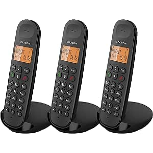 Logicom ILOA 350 Cordless Landline Telephone without Answering Machine - Trio - Analog and DECT Phones - Black