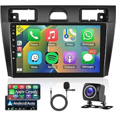 2G + 32G Android 11 Car Radio for Ford Fiesta Mk VI 5 Mk5 2002-2008 with Wireless Apple Carplay Android Car GPS Navigation WiFi 9 Inch Car Radio 2 DIN with Bluetooth Mirror Link FM/RDS/OBD2/DAB+