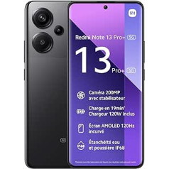 Xiaomi Redmi Note 13 Pro+ 5G viedtālrunis 12+512GB, 6.67 Super QPD, 120W HyperCharge, 2.8GHz, melns (ES versija)