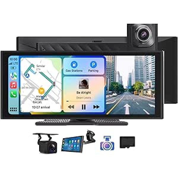 Eonon 9,33 collu IPS regulējams skārienekrāns, bezvadu Apple Carplay un Android Car Radio 4K priekšējā kamera un 1080P atpakaļgaitas kameras radio ar GPS Navi/Bluetooth/FM/AUX/64G SD karti (P4)